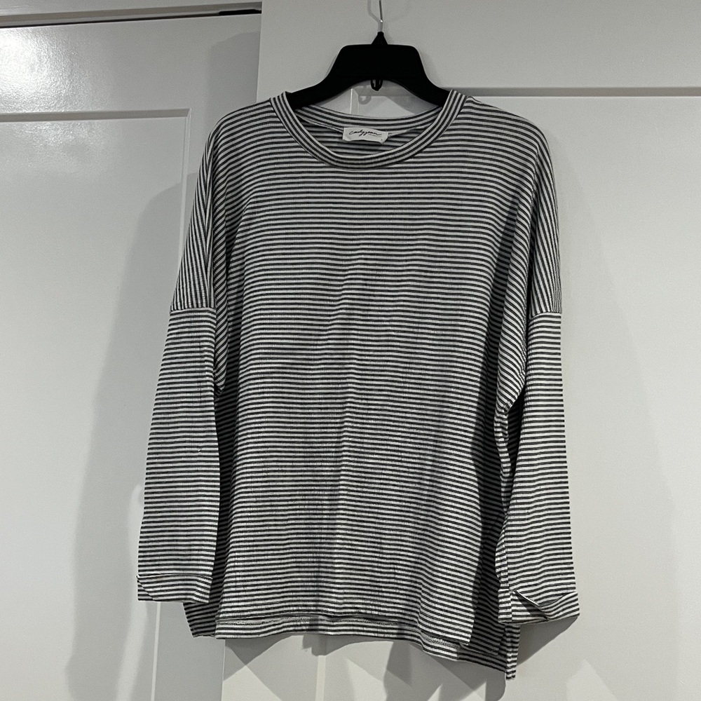 Carly Jean Los Angeles Black and White Striped Long Sleeve Tee